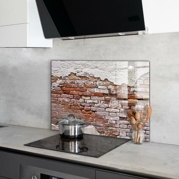 Glass splashback Stone brick wall