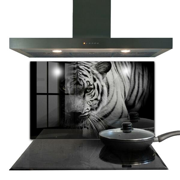 Cooker splashback White siberian tiger