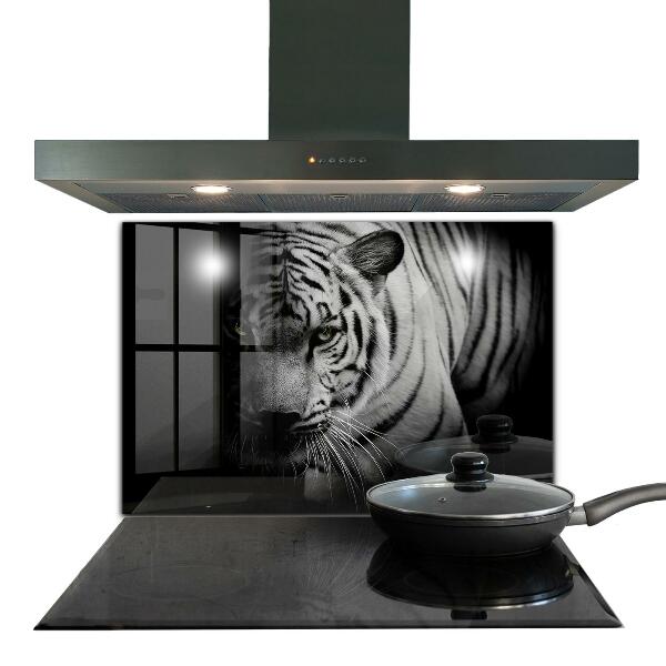 Cooker splashback White siberian tiger