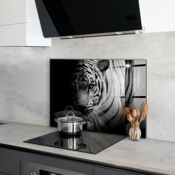 Cooker splashback White siberian tiger