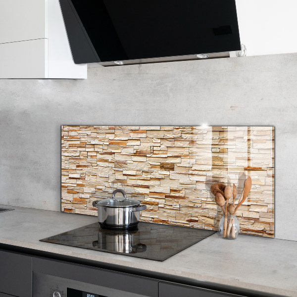 Glass splashback Natural stone wall