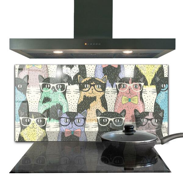 Cooker splashback Cat hipster funny illustration