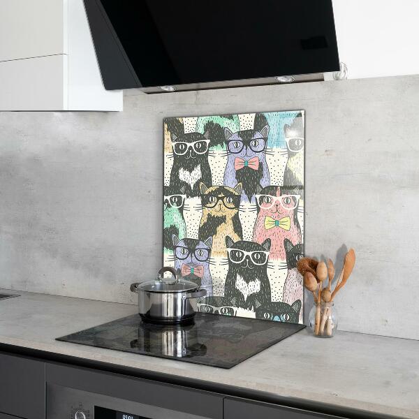 Cooker splashback Cat hipster funny illustration