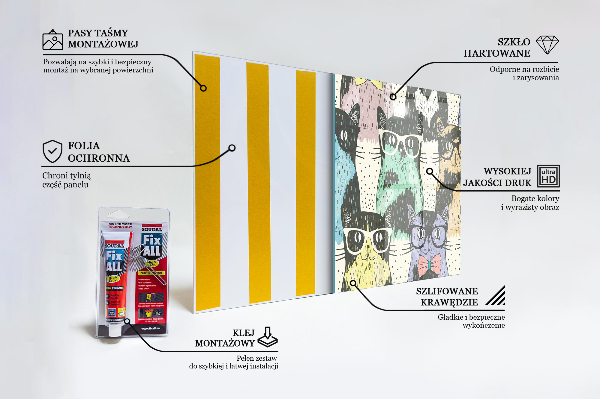 Cooker splashback Cat hipster funny illustration