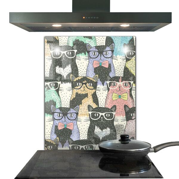 Cooker splashback Cat hipster funny illustration