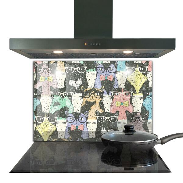 Cooker splashback Cat hipster funny illustration