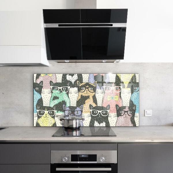 Cooker splashback Cat hipster funny illustration