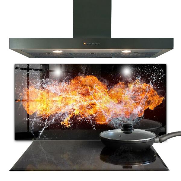 Cooker splashback The fight of the elements fire water