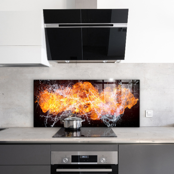 Cooker splashback The fight of the elements fire water