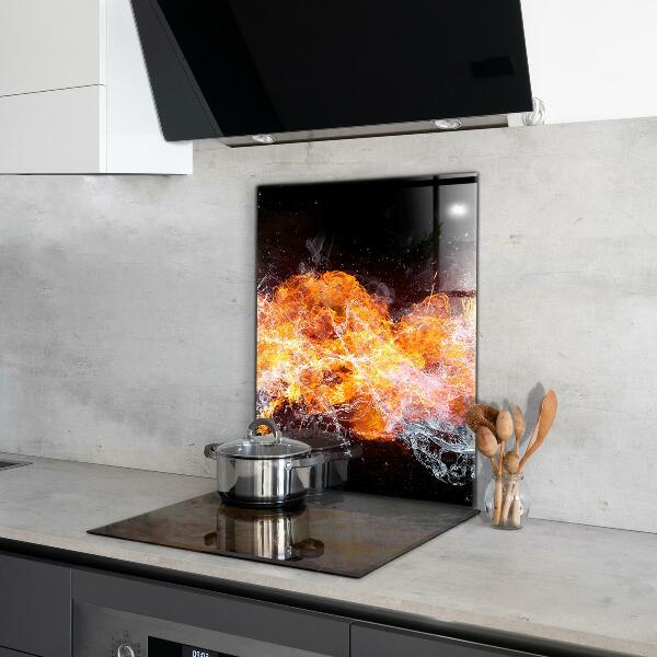 Cooker splashback The fight of the elements fire water