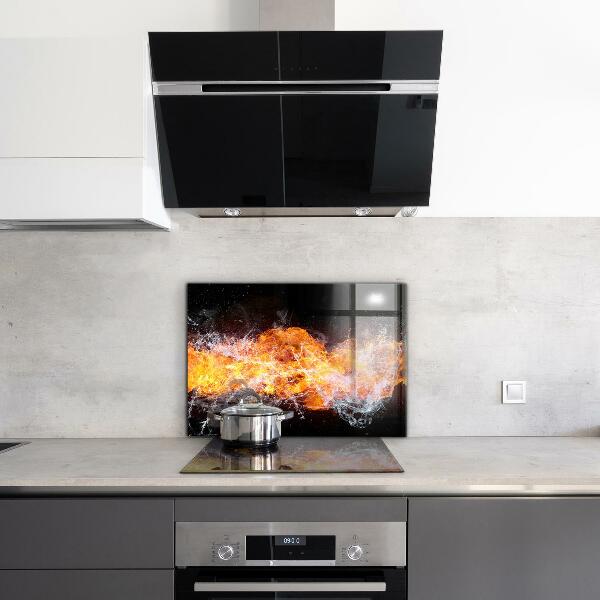 Cooker splashback The fight of the elements fire water