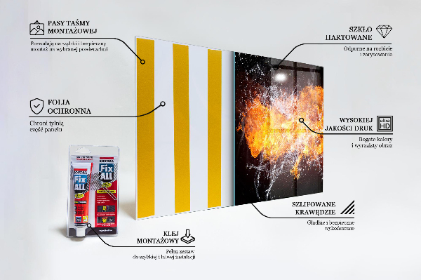 Cooker splashback The fight of the elements fire water