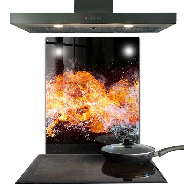 Cooker splashback The fight of the elements fire water