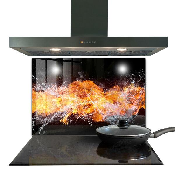 Cooker splashback The fight of the elements fire water