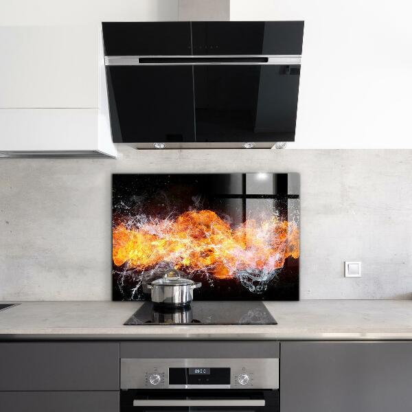 Cooker splashback The fight of the elements fire water