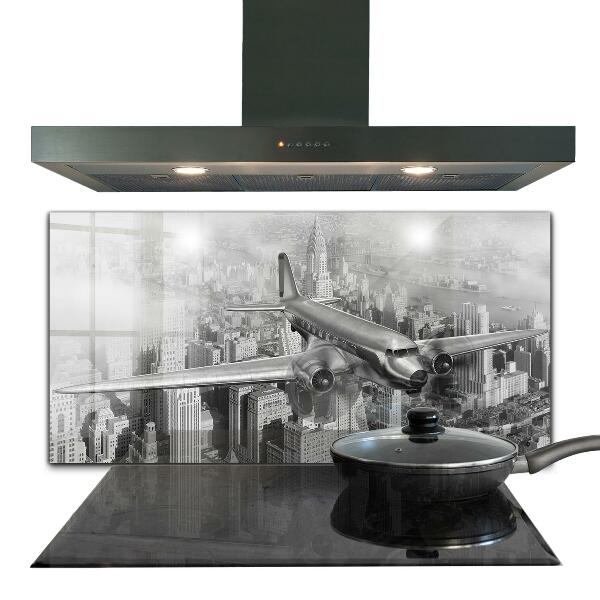 Kitchen splashback Plane over new york