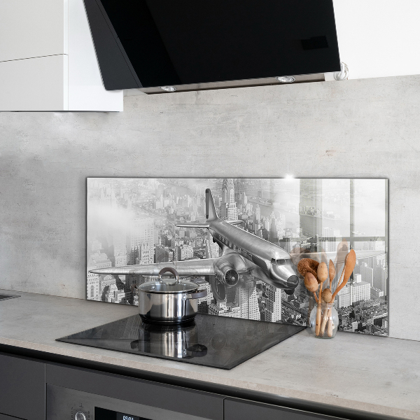 Kitchen splashback Plane over new york