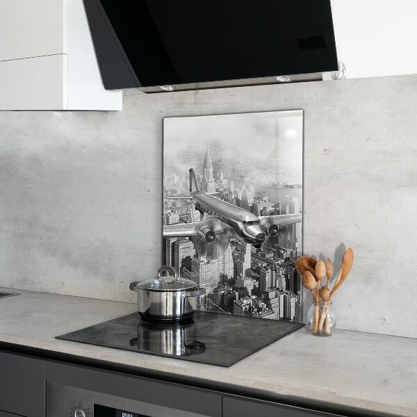 Kitchen splashback Plane over new york