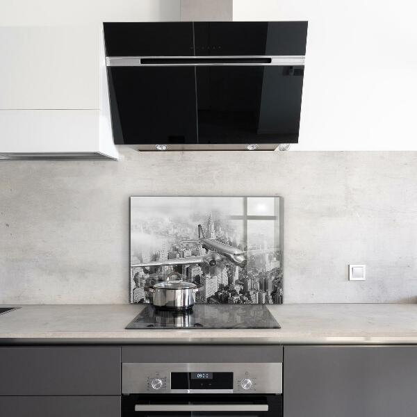 Kitchen splashback Plane over new york