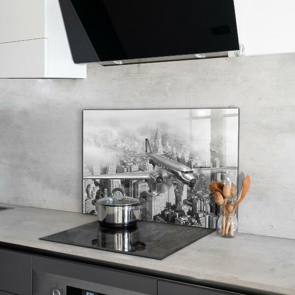 Kitchen splashback Plane over new york