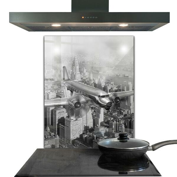Kitchen splashback Plane over new york