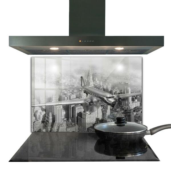 Kitchen splashback Plane over new york