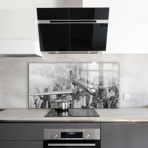 Kitchen splashback Plane over new york