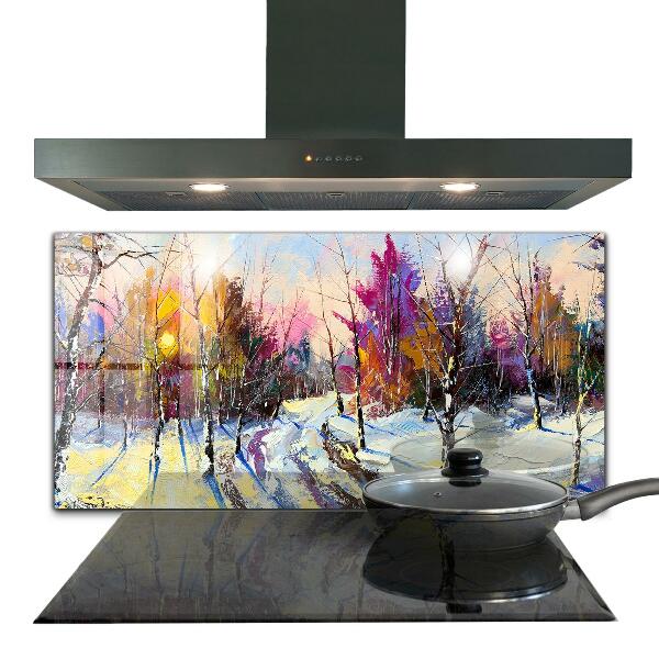 Kitchen splashback Winter park acrylic painting