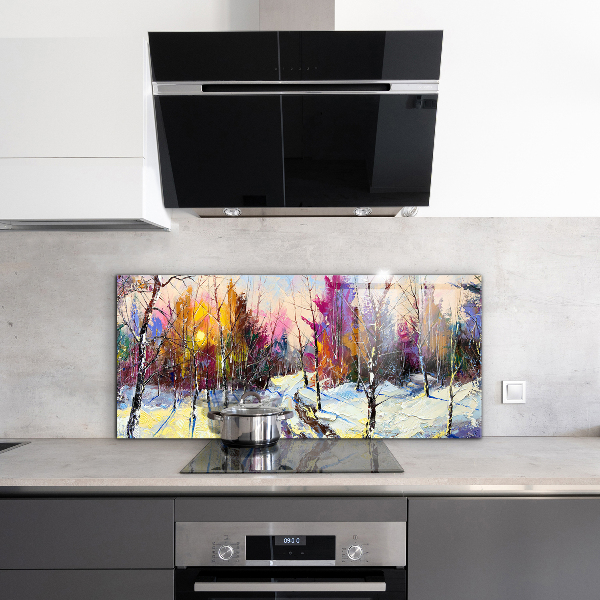 Kitchen splashback Winter park acrylic painting