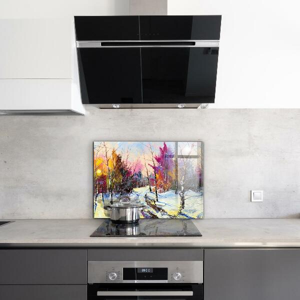 Kitchen splashback Winter park acrylic painting