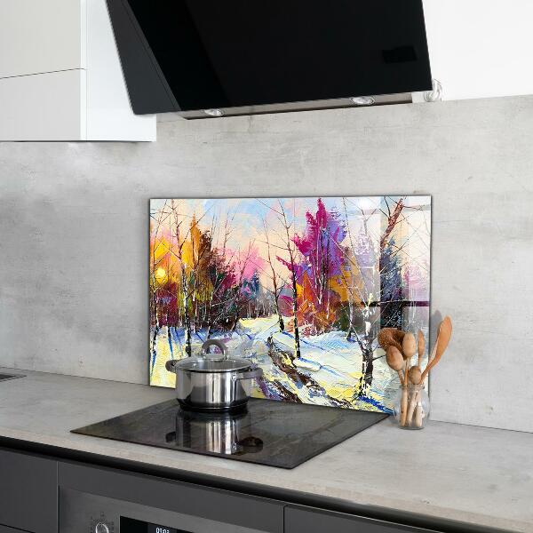 Kitchen splashback Winter park acrylic painting