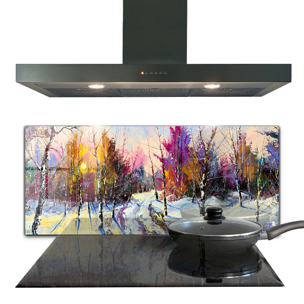 Kitchen splashback Winter park acrylic painting