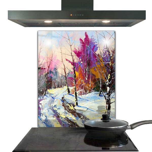 Kitchen splashback Winter park acrylic painting