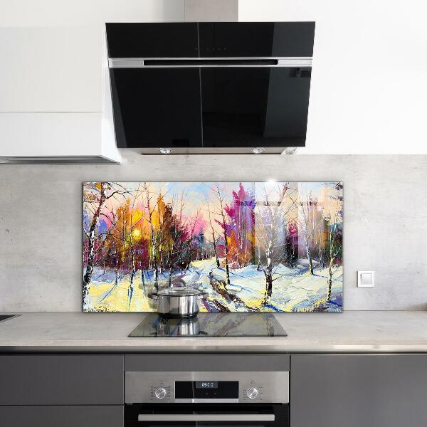 Kitchen splashback Winter park acrylic painting