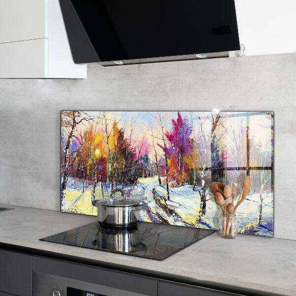 Kitchen splashback Winter park acrylic painting