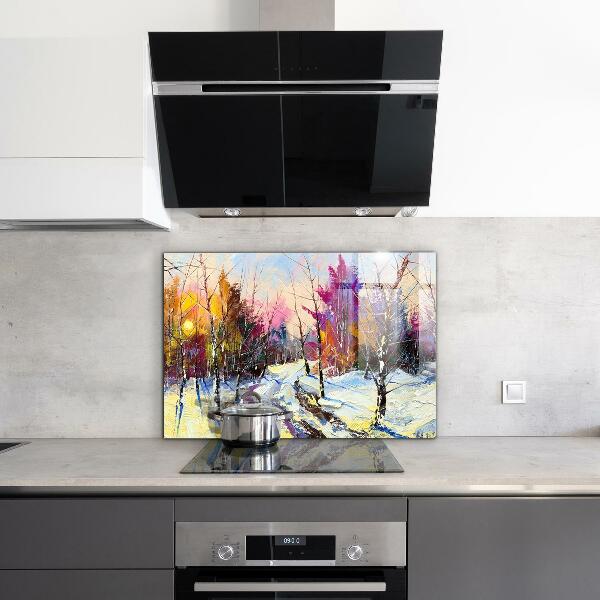 Kitchen splashback Winter park acrylic painting