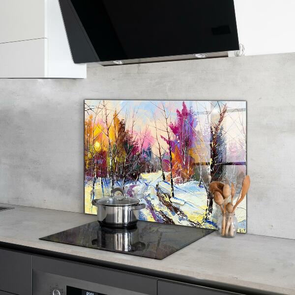 Kitchen splashback Winter park acrylic painting