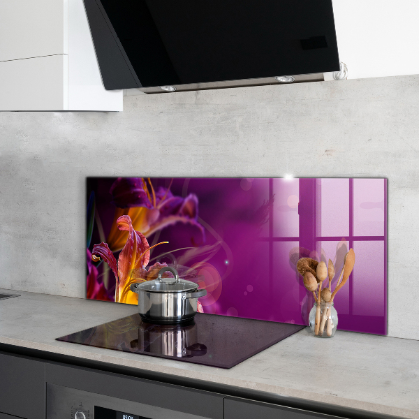 Kitchen splashback Dark flower dark plant