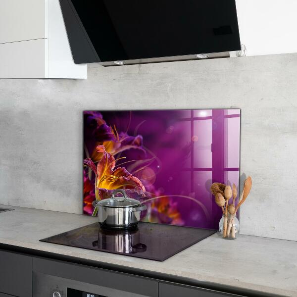 Kitchen splashback Dark flower dark plant