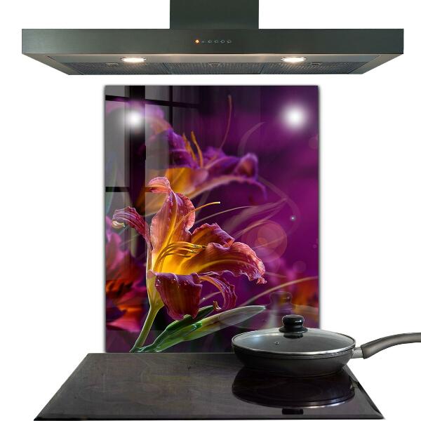 Kitchen splashback Dark flower dark plant