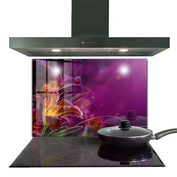 Kitchen splashback Dark flower dark plant