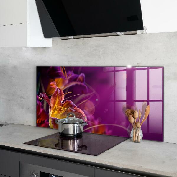 Kitchen splashback Dark flower dark plant
