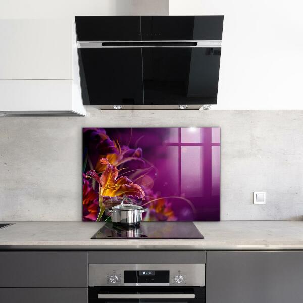 Kitchen splashback Dark flower dark plant