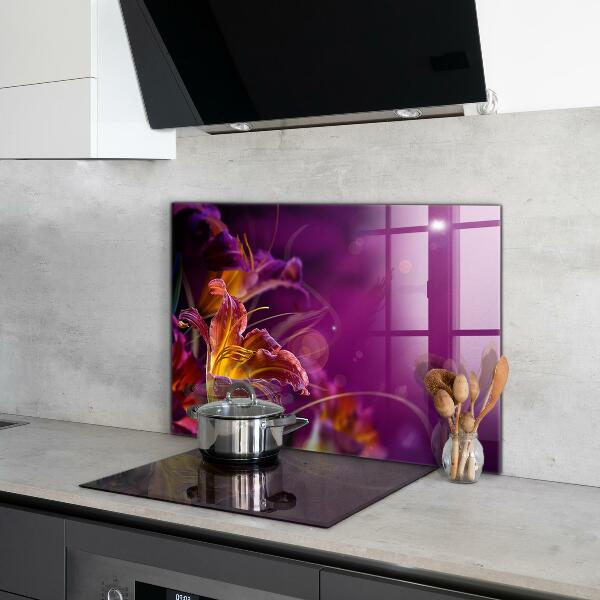 Kitchen splashback Dark flower dark plant