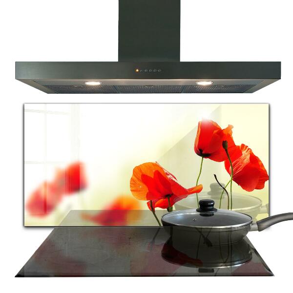 Kitchen splashback Field meadow with red poppies