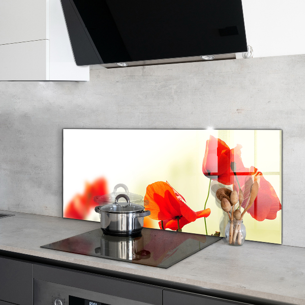 Kitchen splashback Field meadow with red poppies