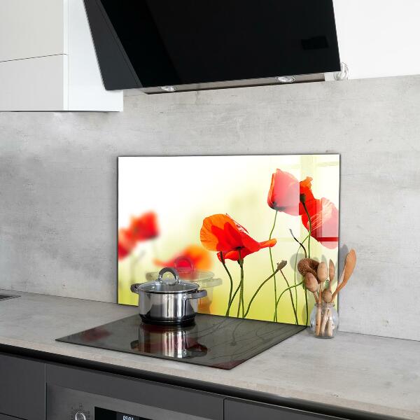 Kitchen splashback Field meadow with red poppies