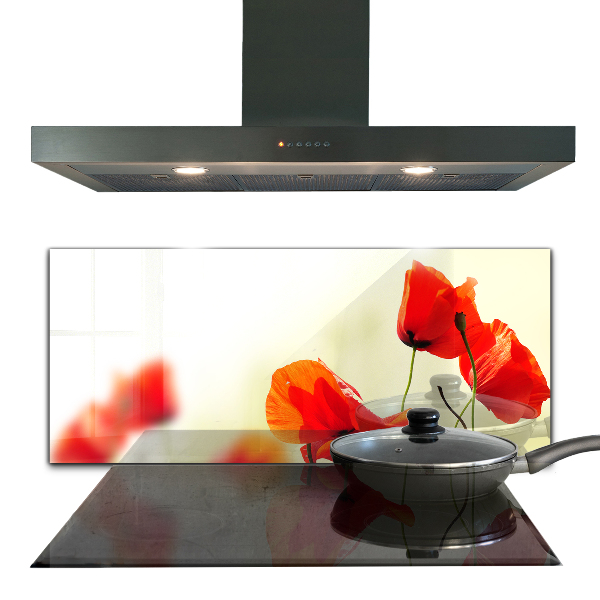 Kitchen splashback Field meadow with red poppies