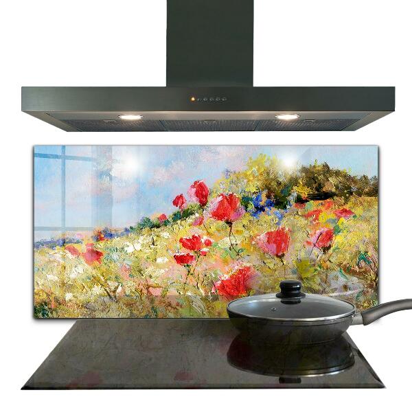 Kitchen splashback Summer meadow oil painting