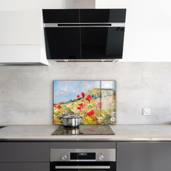 Kitchen splashback Summer meadow oil painting